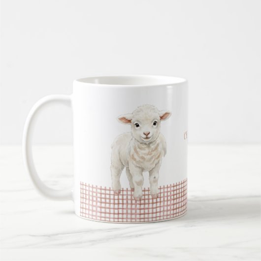 Personalized Cute Lamb Baby Sheep Name Mug Kaffeetasse (Links)