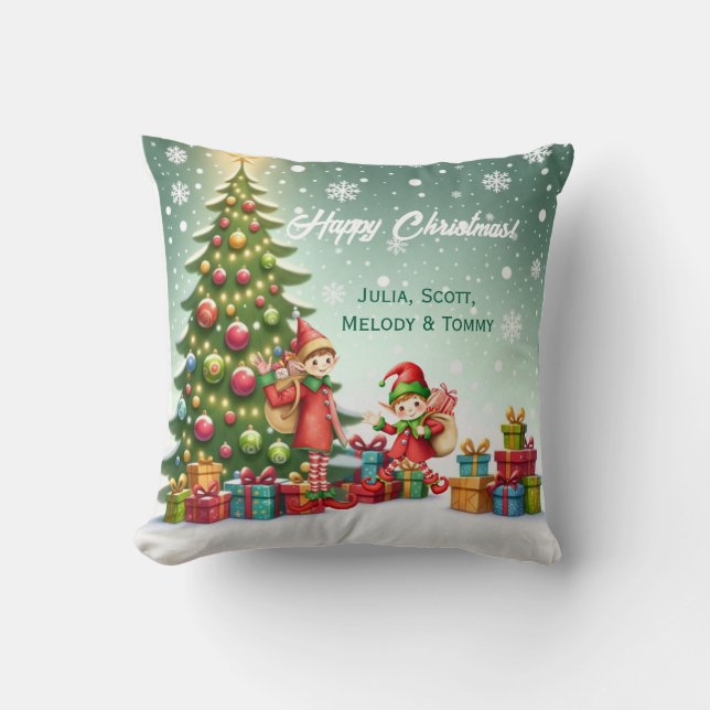Personalized Cute Little Elf Christmas Photo Kissen (Vorderseite)