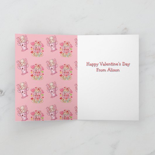 Personalized Cute Love Milkshake Valentine Karte (Innenseite)