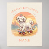 Personalized Cute Maltese Puppy Pink Bow Wall Art Poster (Vorne)