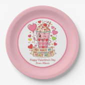 Personalized Cute Milkshake Classroom Valentine Pappteller (Vorderseite)