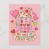 Personalized Cute Milkshake Classroom Valentine Postkarte (Vorderseite)