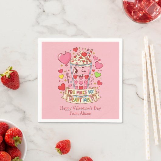 Personalized Cute Milkshake Classroom Valentine Serviette (Beispiel)