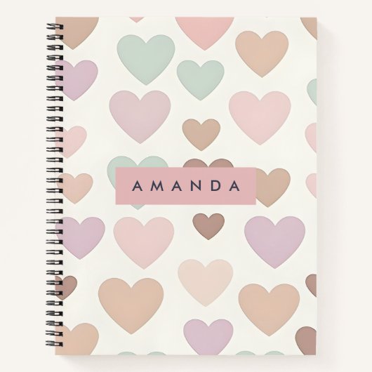 Personalized Cute Minimal Heart Pastel Notizblock (Vorderseite)