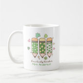 Personalized Cute One Lucky Teacher Retro Pencil Kaffeetasse (Links)