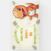 Personalized Cute Orange Dinosaur T-Rex Banner (Vertikal)