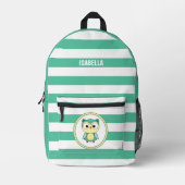 Personalized Cute Owl Stripped Backpack Bedruckter Rucksack (Vorderseite)