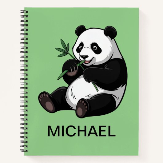 Personalized Cute Panda Bear Greenery Bamboo Notizblock (Vorderseite)