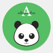Personalized Cute Panda Bear Monogram Sticker  (Vorderseite)