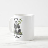 Personalized Cute Panda Bear With Greenery Bamboo Kaffeetasse (Vorderseite Links)