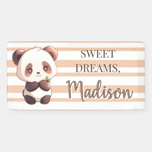 Personalized Cute Panda Sweet Dreams Banner (Horizontal)