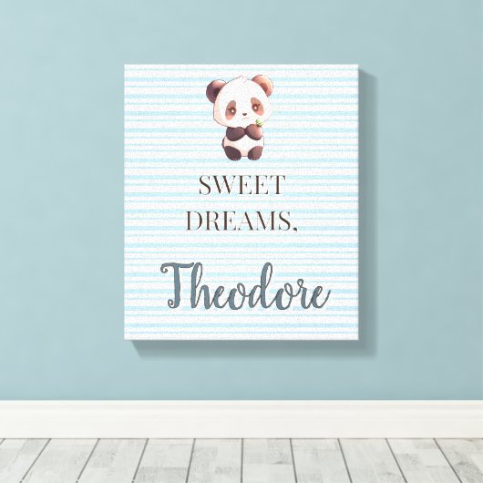 Personalized Cute Panda Sweet Dreams Leinwanddruck (Insitu (Holzboden))