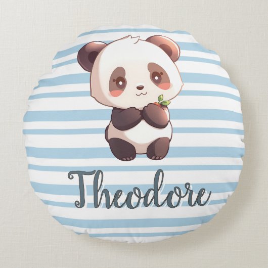 Personalized Cute Panda Sweet Dreams Round Pillow Rundes Kissen (Vorderseite)