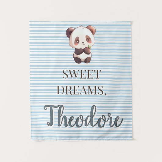 Personalized Cute Panda Sweet Dreams Tapestry Wandteppich (Vorderseite)