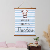 Personalized Cute Panda Sweet Dreams Wandteppich Mit Holzrahmen (Schlafzimmer)