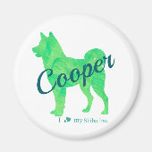 Personalized Cute Pastel Green Shiba Inu - Dog Magnet (Vorne)