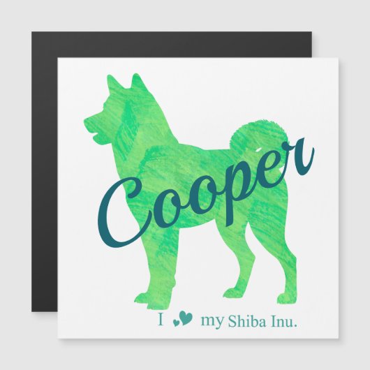 Personalized Cute Pastel Green Shiba Inu - Dog Magnetkarte (Vorne/Hinten)