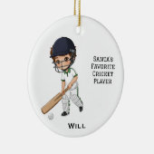 Personalized Cute Personalized Cricket Player Keramik Ornament (Rechts)