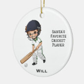 Personalized Cute Personalized Cricket Player Keramik Ornament (Links)