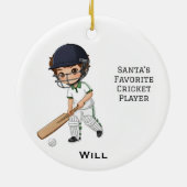 Personalized Cute Personalized Cricket Player Keramik Ornament (Hinten)