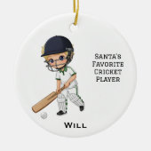 Personalized Cute Personalized Cricket Player Keramik Ornament (Vorne)