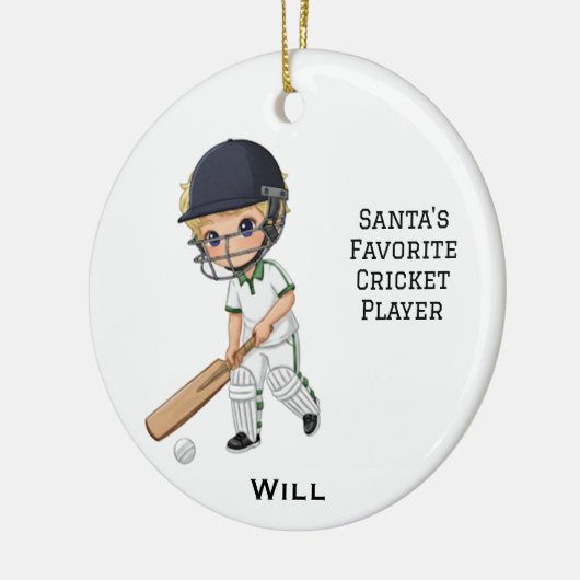Personalized Cute Personalized Cricket Player Keramik Ornament (Links)