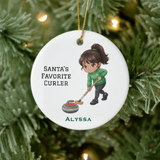 Personalized Cute Personalized Curler/Curling  Keramik Ornament
