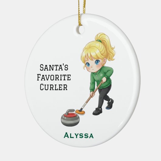 Personalized Cute Personalized Curler/Curling  Keramik Ornament (Links)