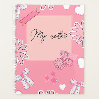Personalized Cute Pink, Aesthetic “My Notes”  Planer