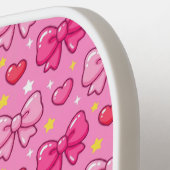 Personalized Cute Pink Bows and Hearts Monogram Pickleball Schläger (Linke Seite)