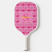 Personalized Cute Pink Bows and Hearts Monogram Pickleball Schläger (Rückseite)