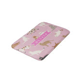 Personalized Cute Pink Cat Pattern Gift Cat Lover Badematte (Schrägansicht)