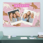 Personalized Cute Pink Cat Pattern Gift Cat Lover Banner (Messe)