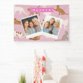 Personalized Cute Pink Cat Pattern Gift Cat Lover Banner (InSitu)