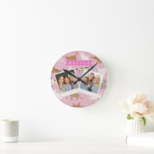 Personalized Cute Pink Cat Pattern Gift Cat Lover Runde Wanduhr (Zuhause)