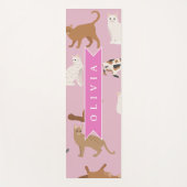 Personalized Cute Pink Cat Pattern Gift Cat Lover Yogamatte (Vorderseite)