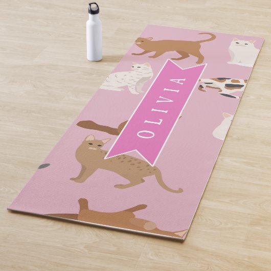 Personalized Cute Pink Cat Pattern Gift Cat Lover Yogamatte (Beispiel)