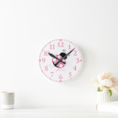 Personalized Cute Pink Ladybug Clock Runde Wanduhr (Zuhause)
