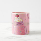 Personalized Cute Pink Milkshake Sprinkles Zweifarbige Tasse (Mittel)