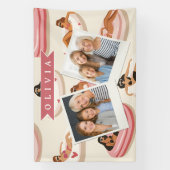 Personalized Cute Pink Pool Float Summer Aesthetic Banner (Vertikal)