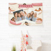 Personalized Cute Pink Pool Float Summer Aesthetic Banner (InSitu)