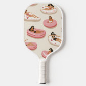 Personalized Cute Pink Pool Float Summer Aesthetic Pickleball Schläger (Rückseite)