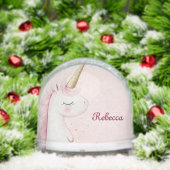 Personalized Cute Pink Unicorn Schneekugeln (Weihnachten)