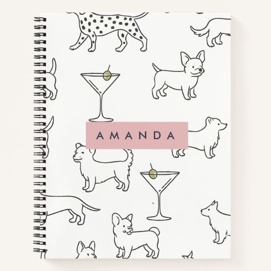 Personalized Cute Playful Dogs & Martinis  Notizblock (Vorderseite)