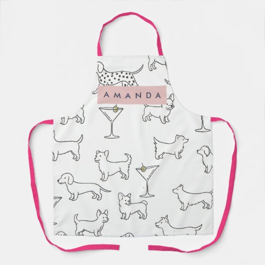 Personalized Cute Playful Dogs & Martinis Schürze (Vorderseite)