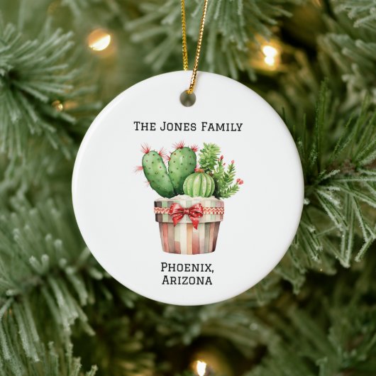 Personalized Cute Potted Cactus  Keramik Ornament (Baum)
