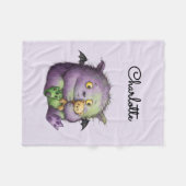Personalized Cute Purple Green Fluffy Monster Kids Fleecedecke (Vorderseite (Horizontal))