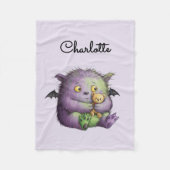 Personalized Cute Purple Green Fluffy Monster Kids Fleecedecke (Vorderseite)