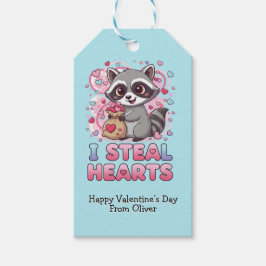 Personalized Cute Raccoon Classroom Valentine Geschenkanhänger