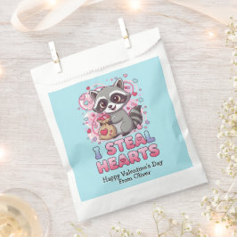 Personalized Cute Raccoon Classroom Valentine Geschenktütchen